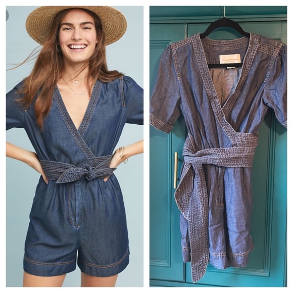 Anthropologie Pants - Anthropologie Pilcro and Letterpress Jean short romper